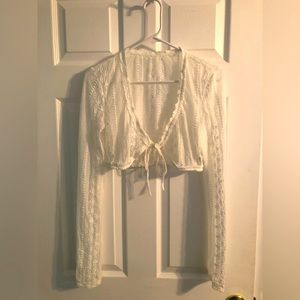 White lace cropped cardigan